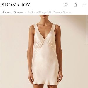 La Lune Plunged Slip Dress - Cream Medium